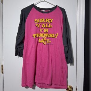 Simply Southern Pink and Gray Raglan Tee Size XXL